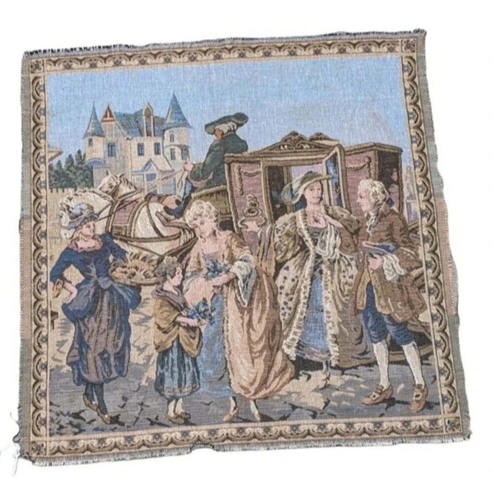 French tapestry wall woven romantic farmhouse carriage